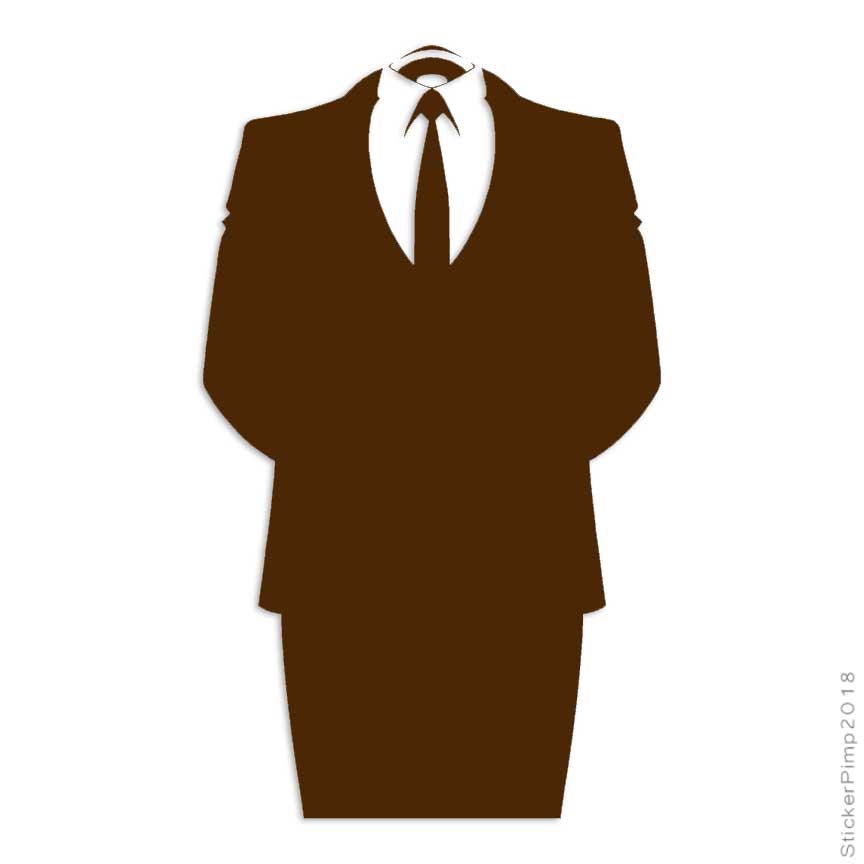 Anon Anonymous Suit, Vinyl Decal Sticker, Multiple Colors & Sizes